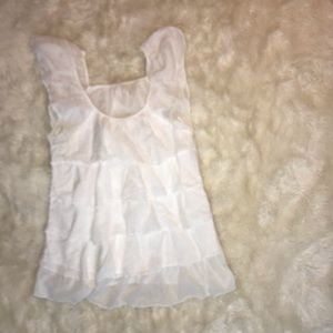 Silk and cotton blend white ruffle blouse